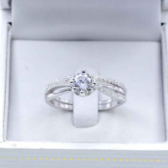Beauty Jewelry แหวนคู่เงินแท้ 92.5% ประดับเพชร CZ รุ่น RS2069-RR เคลือบทองคำขาว Beauty Jewelry แหวนคู่เงินแท้ 92.5% ประดับเพชร CZ รุ่น RS2069-RR เคลือบทองคำขาว