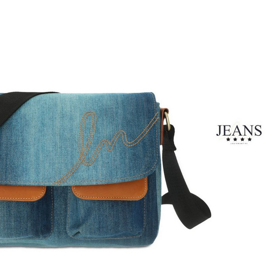 Louis Montini (JEANS) กระเป๋าสะพายข้าง ผ้ายีนส์ Crossbody Bag JEAN05