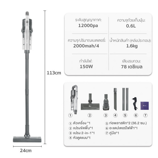 Simplus เครื่องดูดฝุ่นไร้สาย รุ่น XCQH009