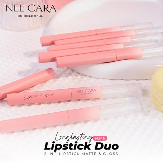 Nee Cara ลิปสติก Long Lasting Lipstick Duo N346 1.2+3.2 กรัม