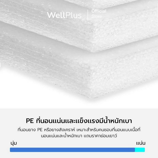 Wellplus ที่นอนยางพาราแท้ สัมผัสแน่น รุ่น Pollux หนา 6 นิ้ว สีขาว