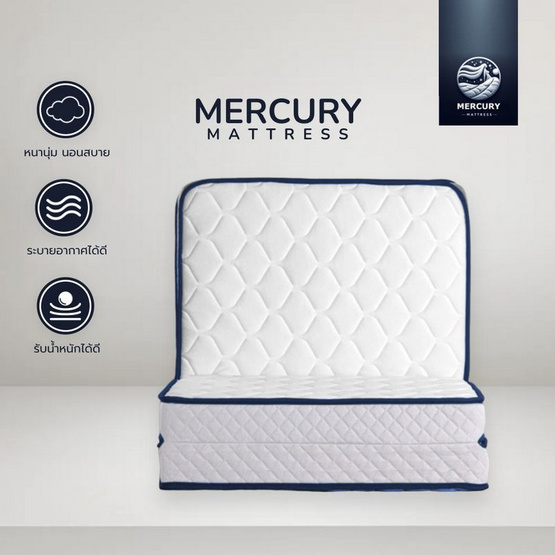 Mercury Mattress ที่นอนยางพาราพับ 3 ท่อน หนา 4 นิ้ว ยางพาราอัด