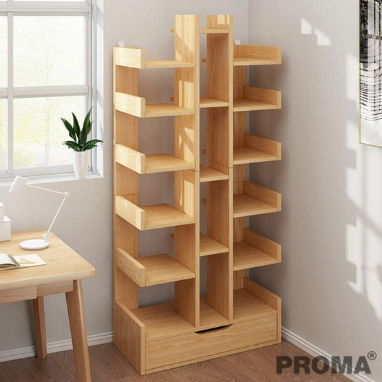 Proma ชั้นเก็บหนังสือ ตู้ไม้เก็บหนังสือในห้องนั่งเล่น Proma-BK03 ไม้อ่อน