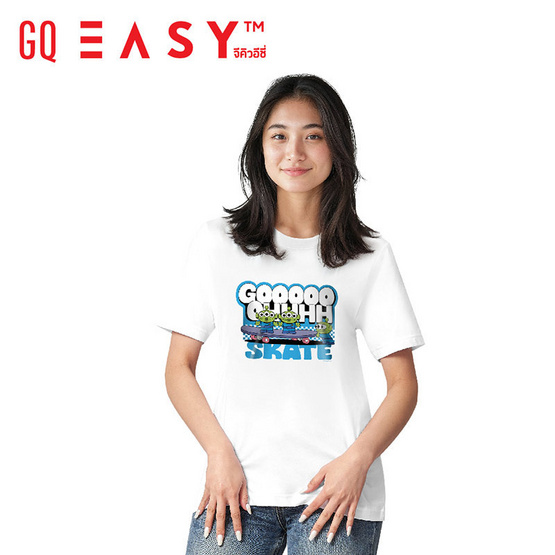 GQ EASY จีคิว อีซี่ เสื้อดิสนีย์ พิกซ่า ลายกรีนแมน สีขาว