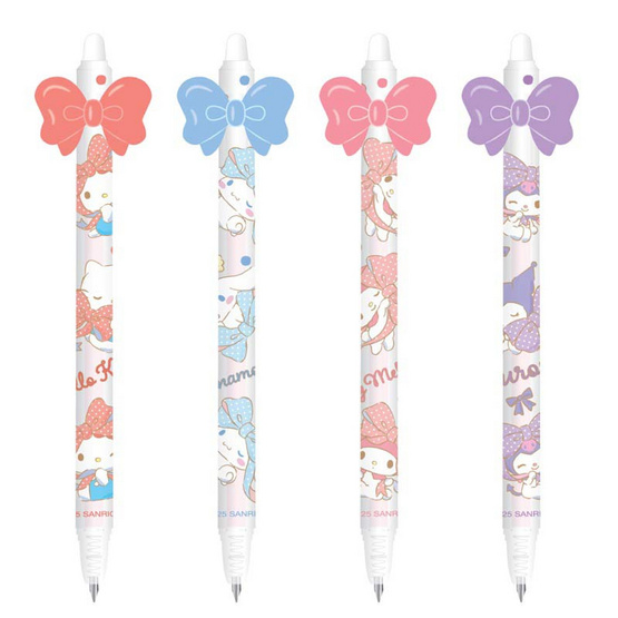 CODE:D ปากกาเจลลบได้ รูปโบว์ Sanrio คละลาย (แพ็ก 4 ด้าม) CODE:D ปากกาเจลลบได้ รูปโบว์ Sanrio คละลาย (แพ็ก 4 ด้าม)