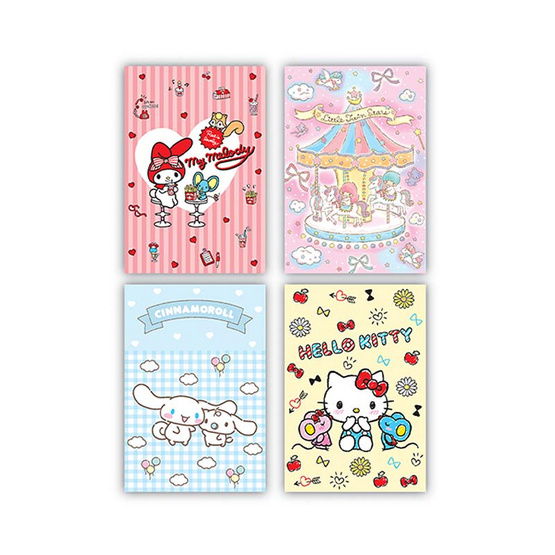 KIAN-DA สมุดเย็บลวดตัด 9 Sanrio คละลาย (แพ็ก 4 เล่ม)