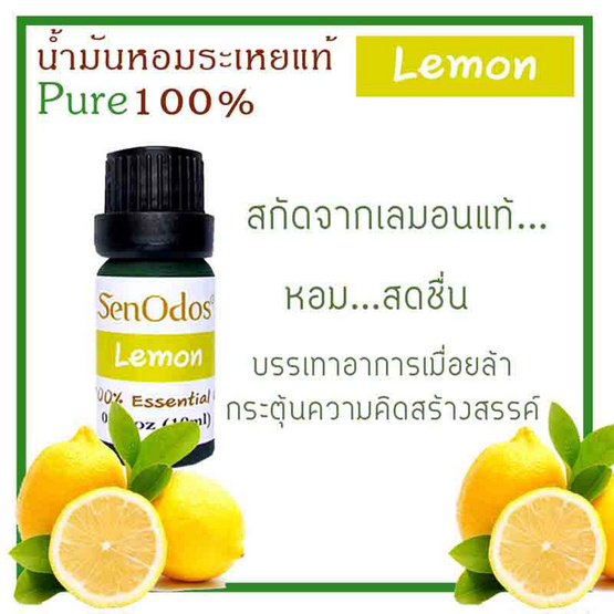 SenOdos น้ำมันหอมระเหยแท้ 100% น้ำมันหอมอโรม่า น้ำหอมปรับอากาศ กลิ่นเลม่อน (Lemon) 10 ml.