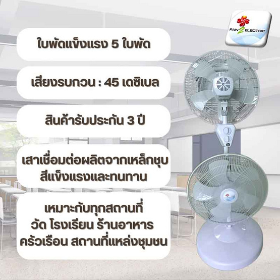 Fan2Electric พัดลมอุตสาหกรรม หมุน 360 องศา 18นิ้ว 2 หัว รุ่น Hight-Low