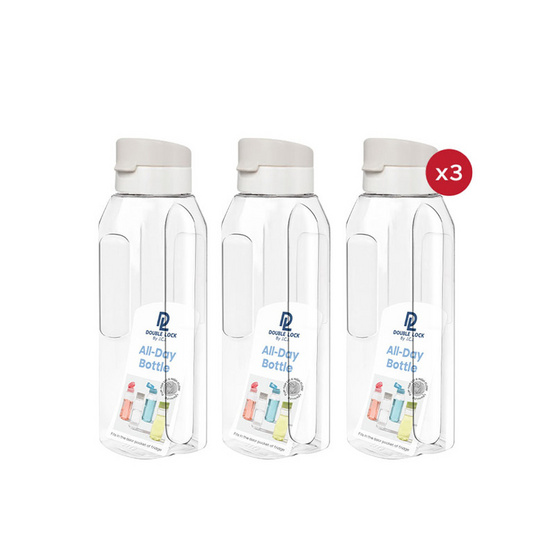 Double Lock ขวดน้ำ (1200 ml.) No.3140 (3ขวด) สีขาว