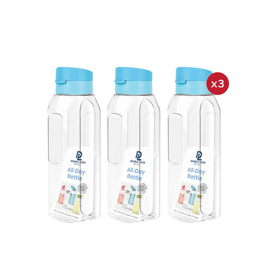 Double Lock ขวดน้ำ (1200 ml.) No.3140 (3ขวด) สีฟ้า