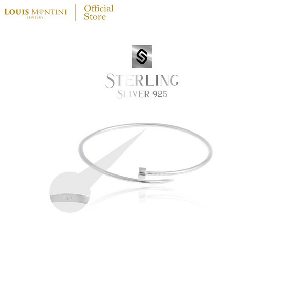 Louis Montini (Jewelry) กำไลข้อมือเงินแท้ 92.5% กำไลข้อมือผู้หญิง รูปตะปู – LJBL14