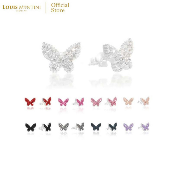 Louis Montini (Jewelry) ต่างหูเงินแท้ 92.5% รูปผีเสื้อ LJER112