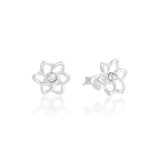 Louis Montini (Jewelry) Sterling Silver 925 Earrings ต่างหูเงินแท้ 92.5% รูปดอกไม้ LJER114