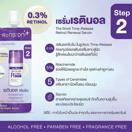 The Shott เซรั่มบำรุงผิวหน้า Ceramide-Retinol Night Shott 5+5 กรัม (แพ็ก 6 ชิ้น)