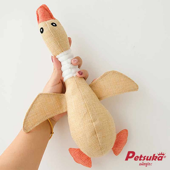 Petsuka ตุ๊กตาเป็ด ของเล่นสุนัข ของเล่นขัดฟันสัตว์เลี้ยง มีเสียง สีเหลือง