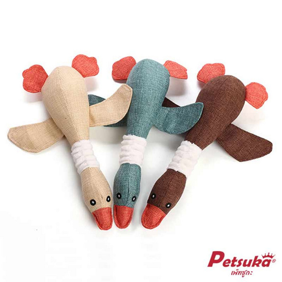 Petsuka ตุ๊กตาเป็ด ของเล่นสุนัข ของเล่นขัดฟันสัตว์เลี้ยง มีเสียง สีเหลือง