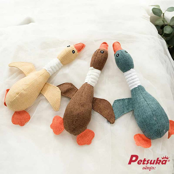 Petsuka ตุ๊กตาเป็ด ของเล่นสุนัข ของเล่นขัดฟันสัตว์เลี้ยง มีเสียง สีเขียว