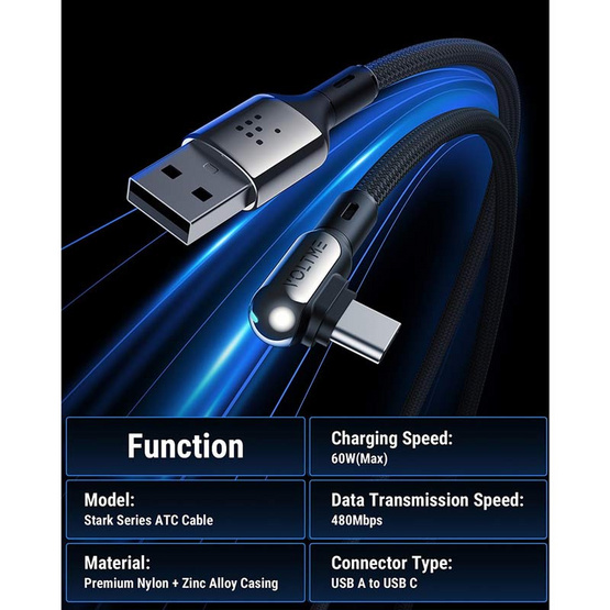 Voltme สายชาร์จ Type-C รุ่น Stark ATC 3A 60W 1.2M