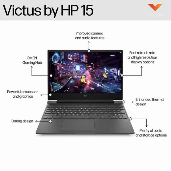 HP โน๊ตบุ๊คเกม Victus 15-fb2098AX (A7KD7PA#AKL)