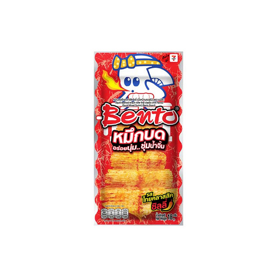 เบนโตะ ปลาหมึกบด รสไทยคลาสสิคชิลลี่ 18 กรัม (แพ็ก 12 ชิ้น)
