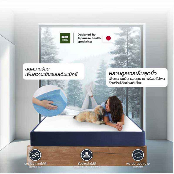 Kawa ที่นอนCool Gel Memory Foam รุ่น France หนา 4 นิ้ว