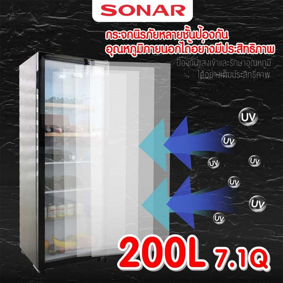 SONAR ตู้เย็นหน้ากระจก 1 ประตู 7.1Q รุ่น RS-A200N(G)