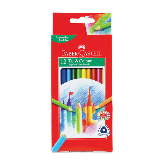 Faber-Castell ดินสอสีไม้ Tri Color ด้ามยาว กล่อง 12 สี