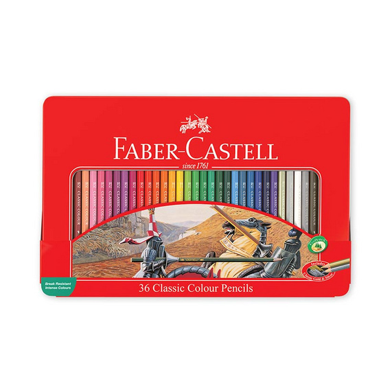 Faber-Castell ดินสอสีไม้อัศวิน กล่องเหล็ก 36 สี