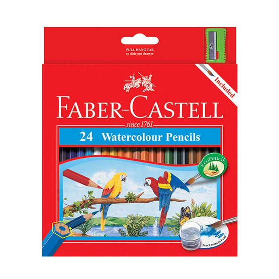 Faber-Castell ดินสอสีไม้ระบายน้ำนกแก้ว กล่องกระดาษ 24 สี