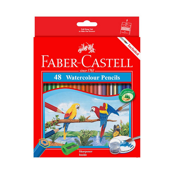 Faber-Castell ดินสอสีไม้ระบายน้ำนกแก้ว กล่องกระดาษ 48 สี