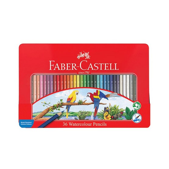 Faber-Castell ดินสอสีไม้ระบายน้ำนกแก้ว กล่องเหล็ก 36 สี