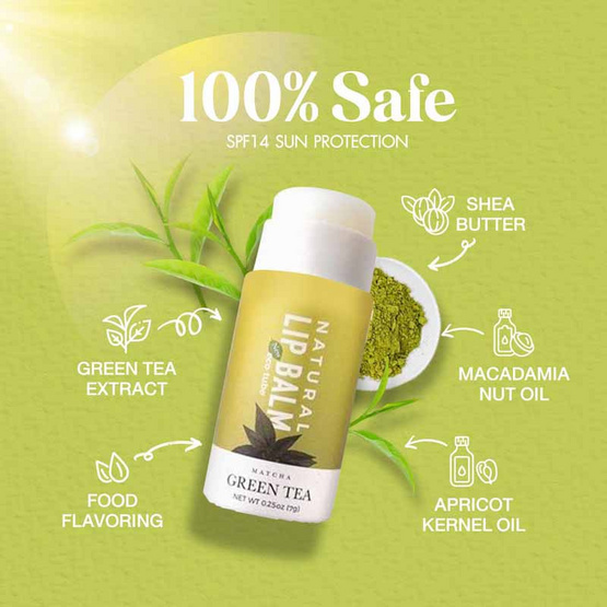 Ira Natural ลิปบาล์ม Eco Tube Lip Balm SPF14 7 กรัม Matcha Green Tea