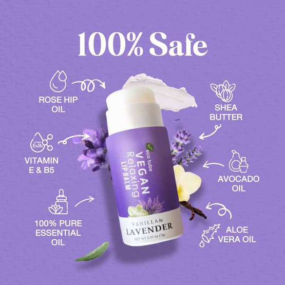 Ira Natural ลิปบาล์ม Vegan Relaxing Lip Balm 7 กรัม Vanilla & Lavender