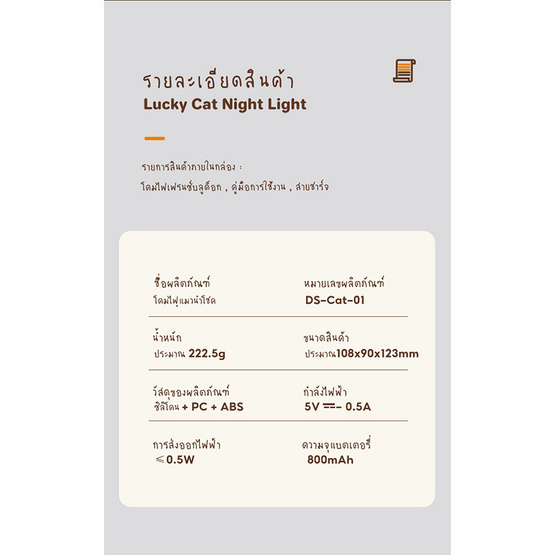 Mofii Night Light LED รุ่น DS LUCKY CAT