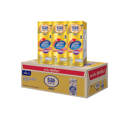 เอส-26 โกลด์โปร นมUHT สูตร3 180 มล. (ยกลัง 27 กล่อง)
