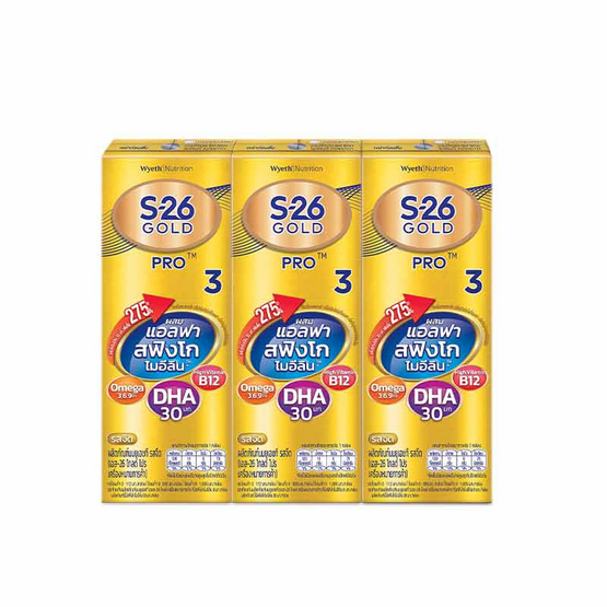 เอส-26 โกลด์ โปร นมUHT สูตร3 180 มล. (ยกลัง 27 กล่อง)