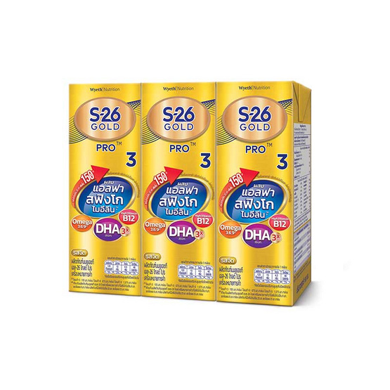 เอส-26 โกลด์โปร นมUHT สูตร3 180 มล. (ยกลัง 27 กล่อง)