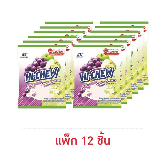 โมรินากะ ไฮ-ชิว ลูกอมรสเกรฟ & กรีนแอปเปิ้ล 36 กรัม (แพ็ก 12 ชิ้น)