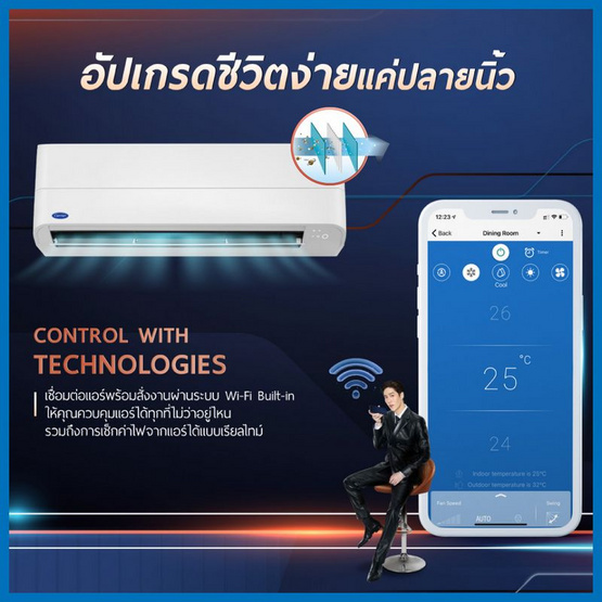 CARRIER แอร์ติดผนัง 15000BTU รุ่น TVEA016 (A)