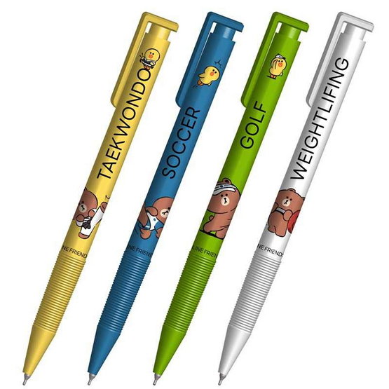 CODE:D ปากกา oil gel pen 0.7มม. LINE FRIENDS คละลาย (แพ็ก 4 ด้าม)