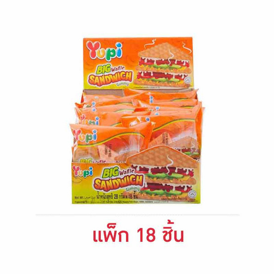 ยูปี้ เยลลี่บิ๊กวาฟเฟิลแซนวิช 28 กรัม (แพ็ก 18 ชิ้น)