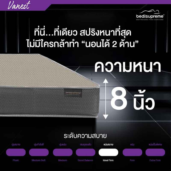 ที่นอนสปริง ระบบ SPRING MOTION FLEX 2.3 รุ่น Vanest+ สีน้ำตาล ที่นอนสปริง ระบบ SPRING MOTION FLEX 2.3 รุ่น Vanest+ สีน้ำตาล