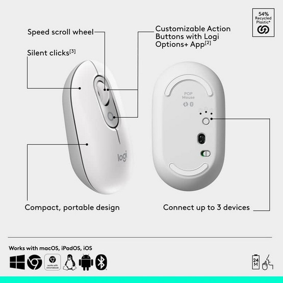 Logitech เมาส์บลูทูธ POP with emoji