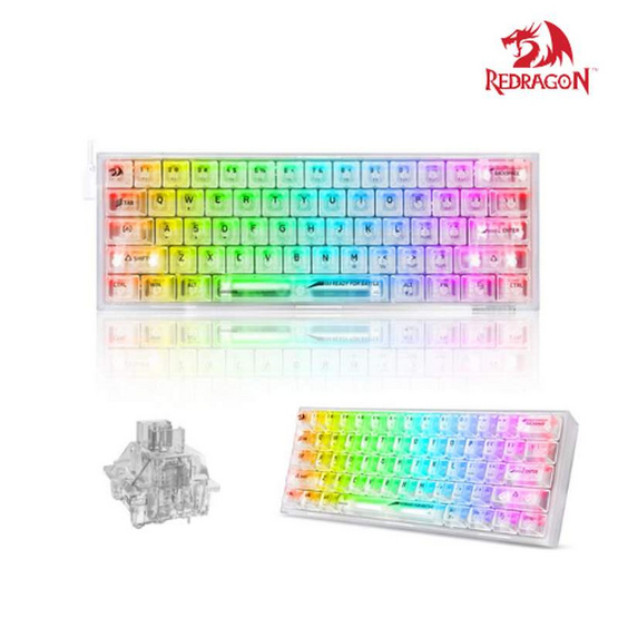 Redragon คีย์บอร์ดเกม K617CT Fizz RGB Crystal Switch (EN/TH)