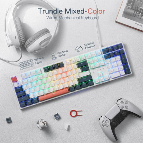 Redragon คีย์บอร์ดเกมไร้สาย K668 Trundle RGB Red Switch (EN/TH)