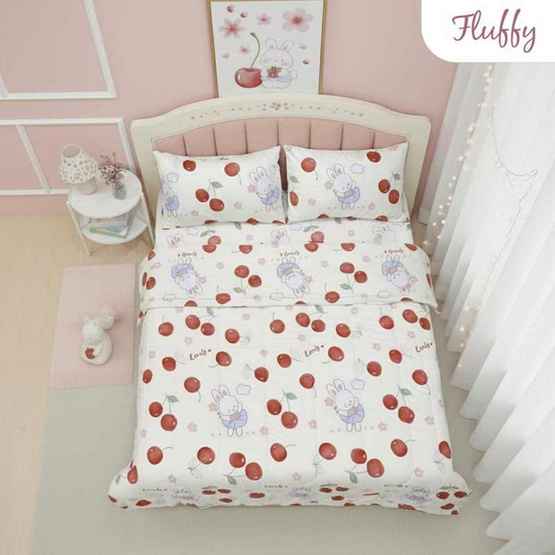 Fluffy ชุดผ้าปูที่นอน+รวมผ้านวม คอลเลคชั่น Dreamy ลาย Cherry Bloom