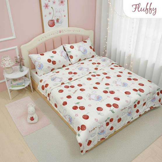Fluffy ชุดผ้าปูที่นอน+รวมผ้านวม คอลเลคชั่น Dreamy ลาย Cherry Bloom