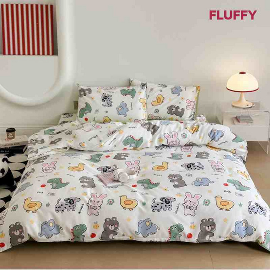 Fluffy ชุดผ้าปูที่นอน+รวมผ้านวม คอลเลคชั่น Dreamy ลาย Zoo Fluffy ชุดผ้าปูที่นอน+รวมผ้านวม คอลเลคชั่น Dreamy ลาย Zoo