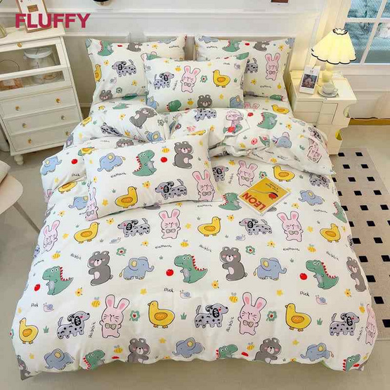 Fluffy ชุดผ้าปูที่นอน+รวมผ้านวม คอลเลคชั่น Dreamy ลาย Zoo Fluffy ชุดผ้าปูที่นอน+รวมผ้านวม คอลเลคชั่น Dreamy ลาย Zoo