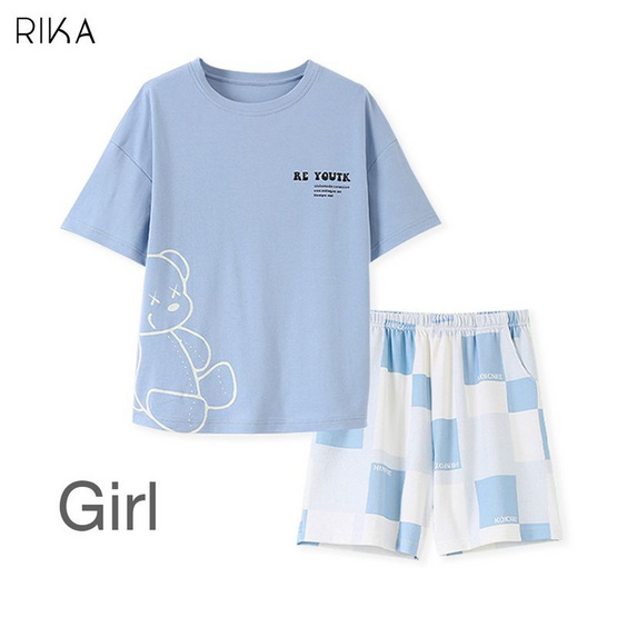 RIKA ชุดนอน(เสื้อ+กางเกง4ส่วน) ผ้า cotton รุ่น AA3061